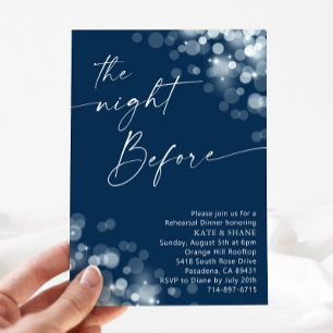Silver & Navy Blue Probe Dinner Einladung