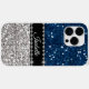 Silver Navy BLue Sparkle Glam Bling Personalisiert Case-Mate iPhone 14 Pro Max Hülle (Back (Horizontal))