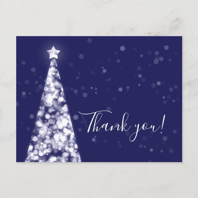 Silver Navy Blue Weihnachten Hochzeit Danke Notiz Postkarte (Vorderseite)