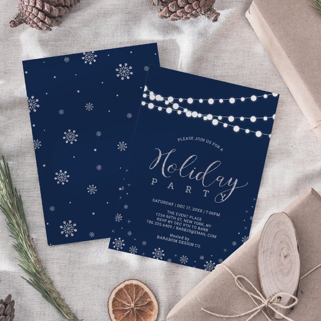 Silver & Navy | Moderne Corporate Holiday Party Einladung (Von Creator hochgeladen)