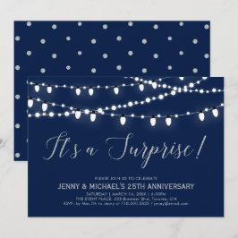 Silver & Navy | Überraschung 25. Hochzeitstag Einladung