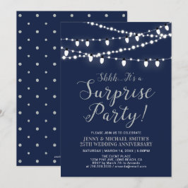 Silver & Navy | Überraschung 25. Hochzeitstag Einladung