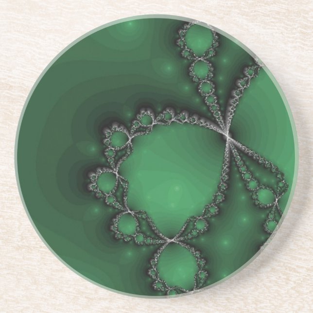 Silver Necklace auf Green Sandstein Untersetzer (Vorne)