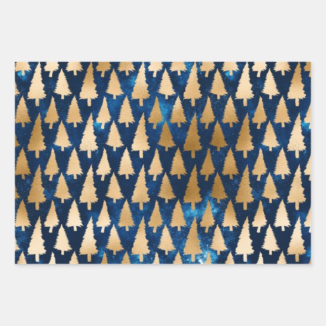 Silver Night Winter Weihnachtswrapping Paper Geschenkpapier Set (Vorderseite)