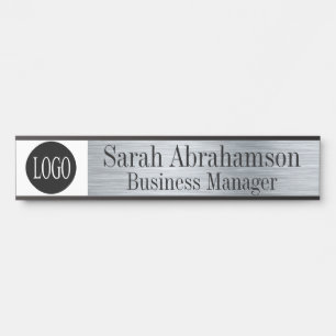 Silver Office Door Sign Long 10" Name Plate Türschild
