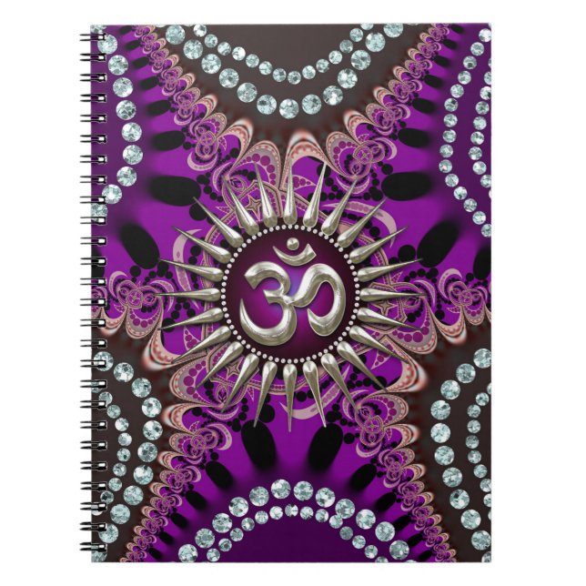 Silver Om Lila Eastern Sparkline-Notebook Notizblock (Vorderseite)