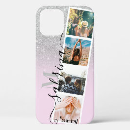 Silver ombre 4 Foto Rastercollage Name Monogramm Case-Mate iPhone Hülle
