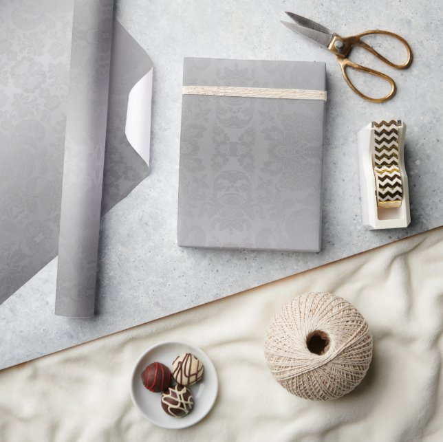 Silver Ombre Damask Weihnachten Geschenkpapier (Kunsthandwerk)
