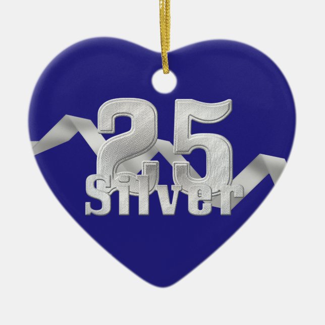 Silver on Blue 25. Jubiläum Keramik Ornament (Vorne)