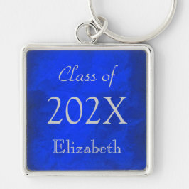 Silver on Blue Abschluss Schlüsselanhänger