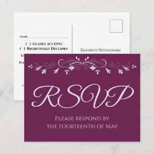 Silver on Cassis Lila Elegante Wedding UAWG Postkarte