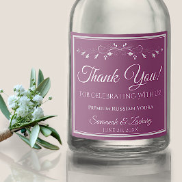 Silver on Cassis Wedding Liquor Flasche Vielen Dan Alkoholflaschenetikett