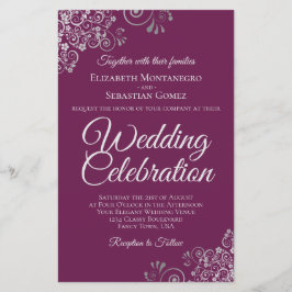 Silver on Magenta HAUSHALT Hochzeit einladen groß