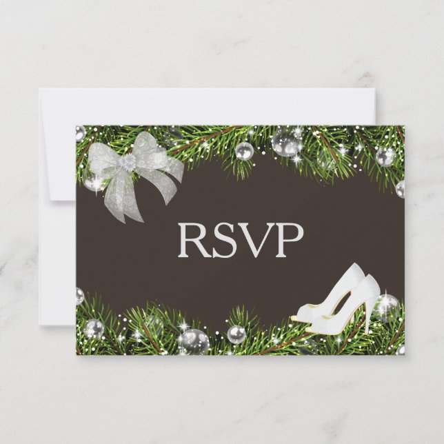 Silver Ornament and Christmas RSVP Karte (Vorderseite)