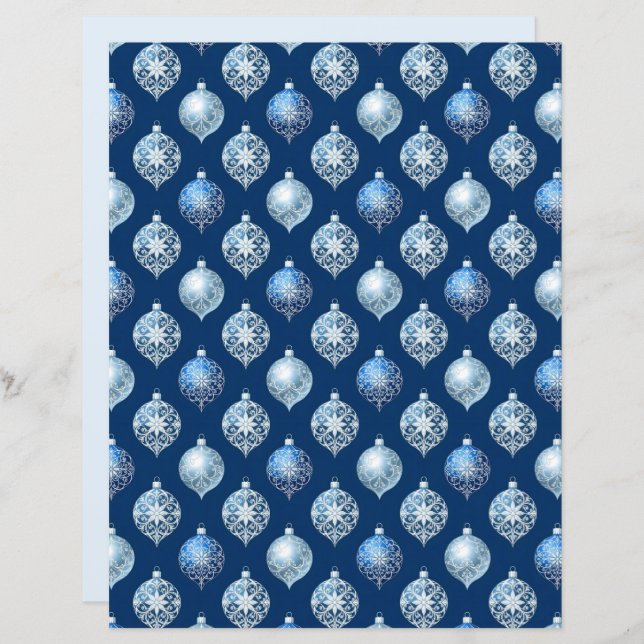 Silver Ornaments on Dark Blue Scrapbook Paper (Vorne/Hinten)
