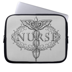 Silver Oval Caduceus Nurse Laptopschutzhülle