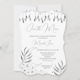 Silver Over the Moon Modern Baby Shower Einladung