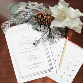 Silver Over White Holiday Foil Invitation Card Folien Feiertagskarte