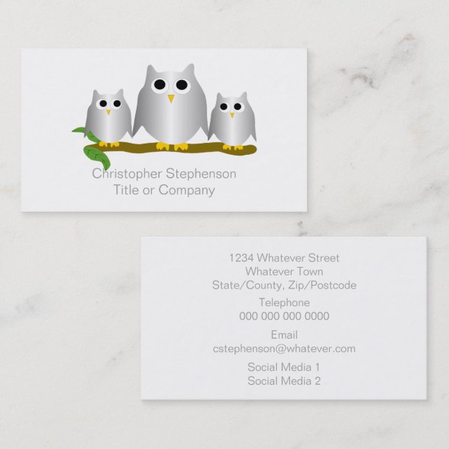 Silver Owls Design Visitenkarte (Vorne/Hinten)