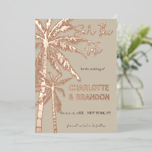 Silver Palm Trees Beach Hochzeit Folieneinladung