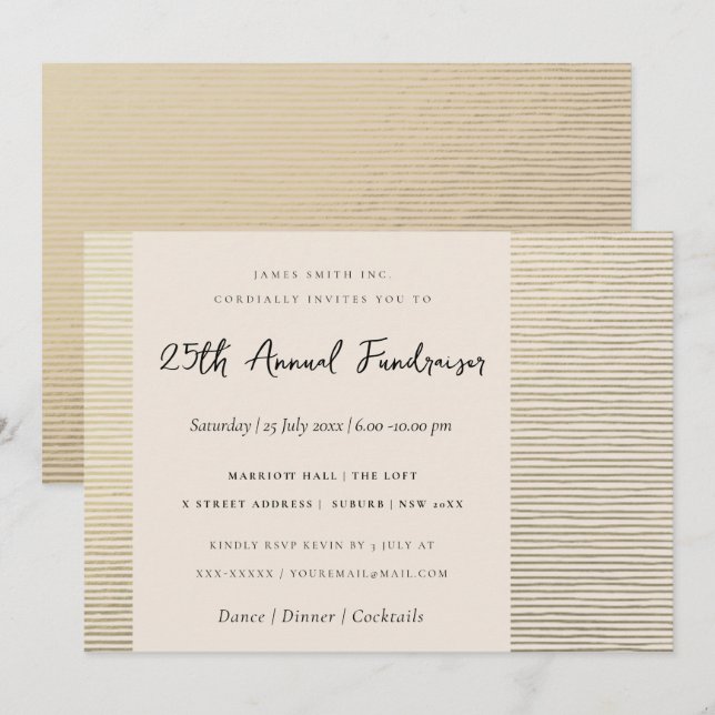 SILVER PEACH SKETCH STRIPED LINE CORPORATE EVENT EINLADUNG (Vorne/Hinten)