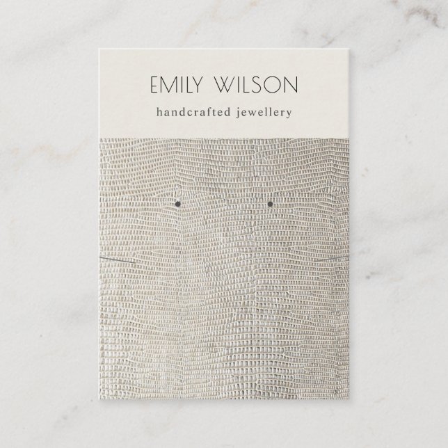 Silver Pearl Leather Texture Study Earring Necklac Visitenkarte (Vorderseite)