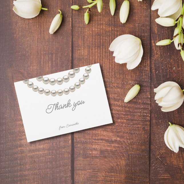 Silver Pearl Necklace Brautparty Elegant Dankeskarte (Von Creator hochgeladen)