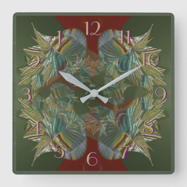 Silver Peddles 3 Backward Clock Quadratische Wanduhr (Vorderseite)