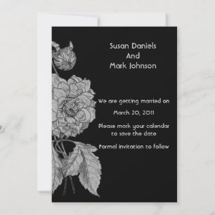 Silver Peony Black Blume Wedding Save the Date Einladung