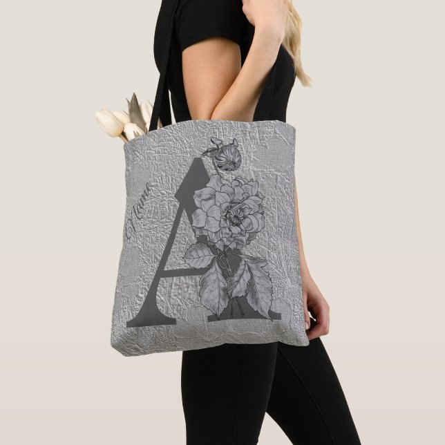 Silver Peony Elegant Monogram Initial A Name Tasch Tasche (Von Nahem)