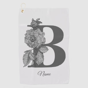 Silver Peony Elegant Monogram Initial B Ihr Name Golfhandtuch
