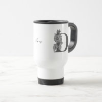 Silver Peony Elegant Monogram Initial D Your Name