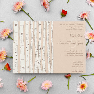 Silver Peony Russet Birch Tree Wedding Invitations Einladung