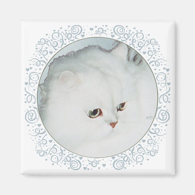 Silver Persian Cat Head Study Magnet (Vorne)