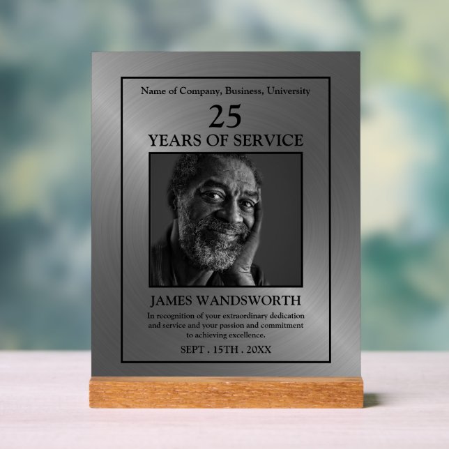 Silver/Personalised Photo - Employee Award Acrylschild (Neutral)