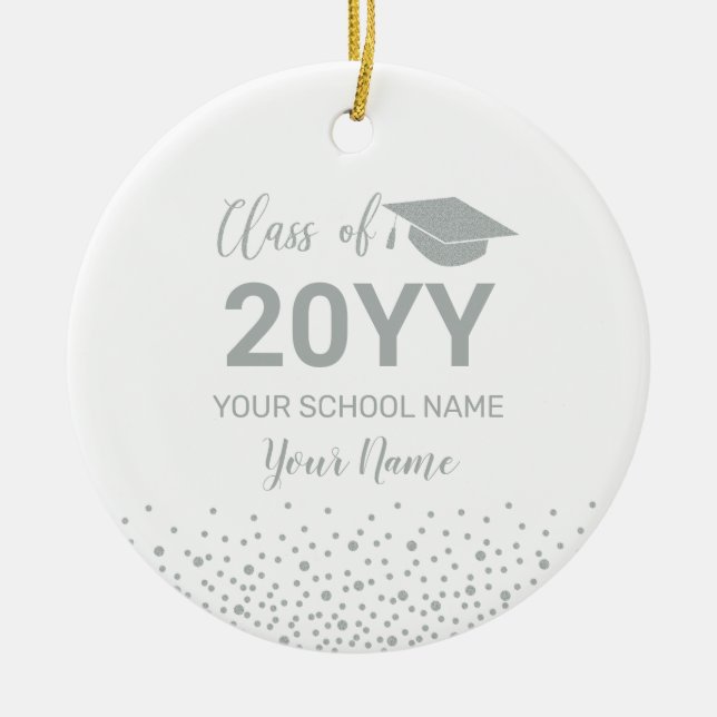 Silver Personalisiert Abschluss Geschenk Weihnacht Keramik Ornament (Vorne)