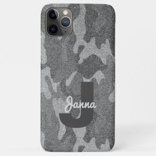 Silver & Pewter Camouflage Glitzer Mit Monogramm Case-Mate iPhone Hülle
