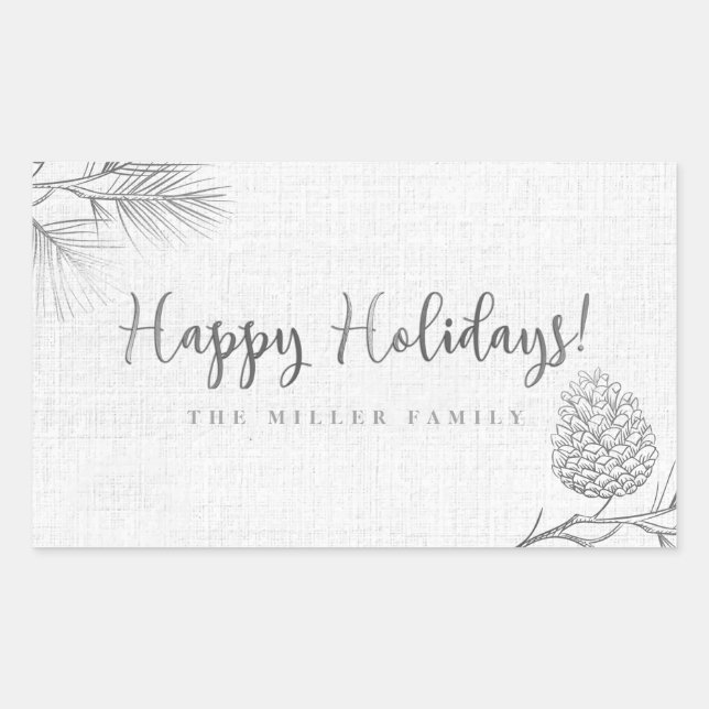 Silver Pine Holiday Rechteckiger Aufkleber (Vorderseite)