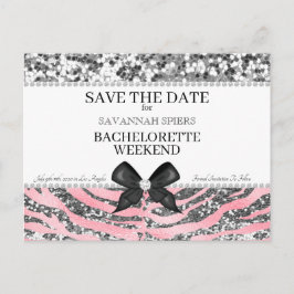 Silver Pink Bachelorette Wochenende Save the Date Ankündigungspostkarte