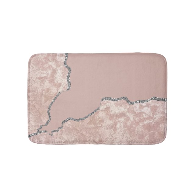 Silver Pink Brushed Metal Glitzer Badematte (Vorderseite)