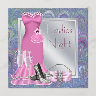 Silver Pink Champagne Lila Pink Ladys Night Einladung