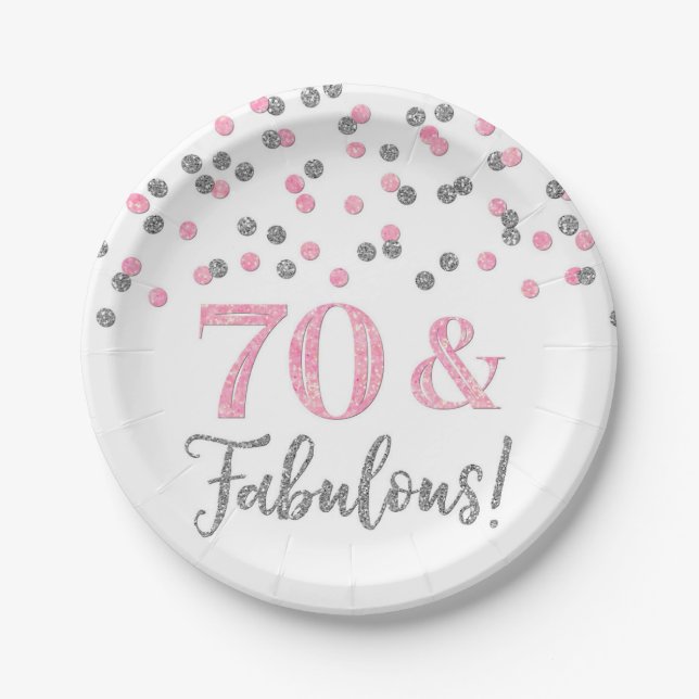 Silver Pink Confetti 70 und fabulous Pappteller (Vorderseite)