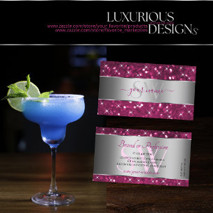 Silver Pink Glitzer Spark Luminous Stars Initialen Visitenkarte