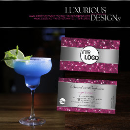 Silver Pink Glitzer Sparkle Luminous Stars Logo Visitenkarte