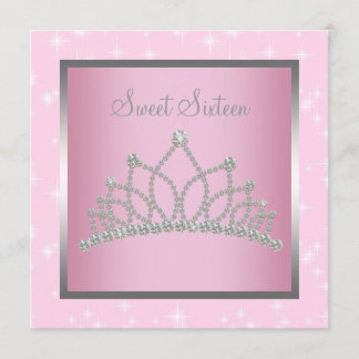 Silver Pink Glitzern 16 . Geburtstag Geburtstagspa Einladung