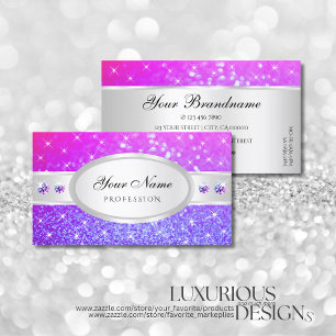 Silver Pink Lila Glitzer Stars Diamanten Beliebt Visitenkarte