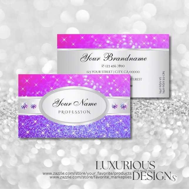 Silver Pink Lila Glitzer Stars Diamanten Beliebt Visitenkarte (Von Creator hochgeladen)