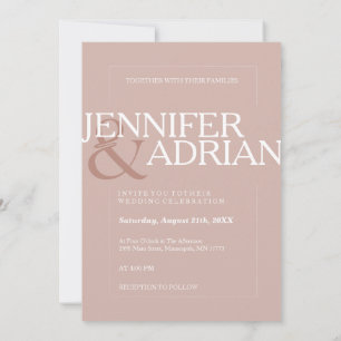 Silver Pink Moderne Minimal einfache Hochzeit Einladung