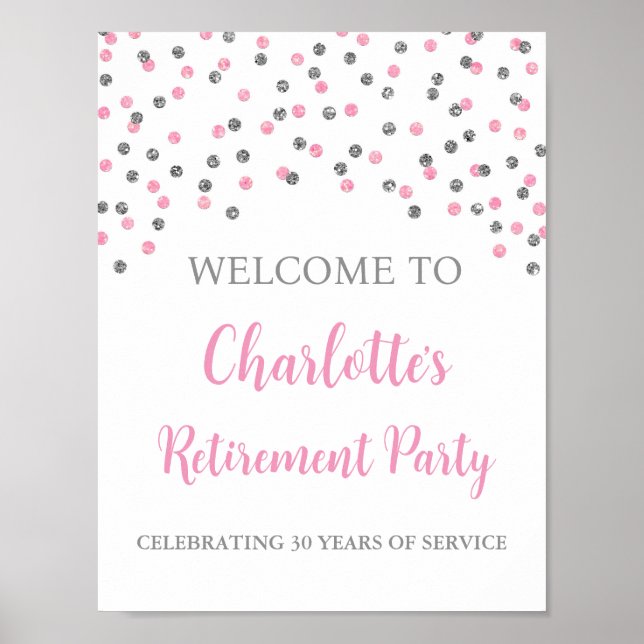 Silver Pink Rente Party 8.5x11 Poster (Vorne)