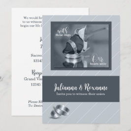 Silver Pinstripe Gay Wedding Einladung